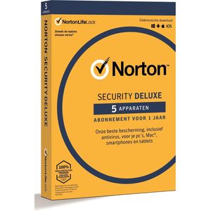 Norton 360 Deluxe - Beveiligingssoftware – 5 Apparaten - 1 Jaar - Windows/MAC/Android/iOS