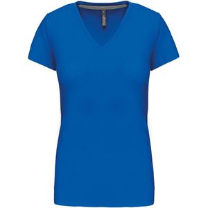 T-shirt Dames XL Kariban V-hals Korte mouw Light Royal Blue 100% Katoen