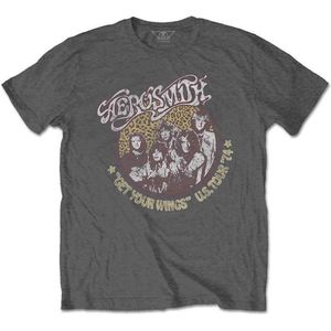 Aerosmith - Cheetah Print Heren T-shirt - M - Grijs