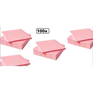 100x Servetten licht roze 2 laags - Servet diner thema feest festival party