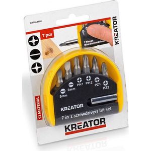 Kreator bitset SL/PZ/PH met bithouder en ingebouwd handvat 7-delig (KRT064100)