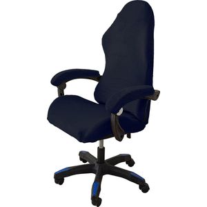 Fluwelen pluche gamingstoelhoezen, 4 stuks, bureaustoel, draaistoel, overtrek met armleuningen/stoelrug, rekbare stoelhoezen voor computer-gamestoel, bureaustoel, zonder stoel, marineblauw