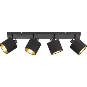 LED Plafondspot - Plafondverlichting - Trion Torry - E14 Fitting - 4-lichts - Rechthoek - Mat Zwart - Aluminium