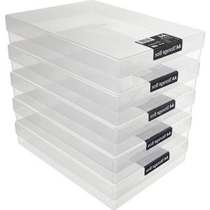 A4 Plastic Storage Boxes with Lids for Artist Supplies Paper and Cardboard - 3.6 Litre Capacity (Clear-Transparent)