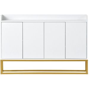 Modern dressoir in minimalistische stijl 4-deurs greeploze buffetkast voor eetkamer, woonkamer, keuken (wit)