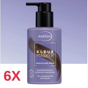 6x Andrélon Kleurmasker Chocolade bruin 200 ml - Haarmasker - Voordeelverpakking
