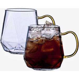 Cappuccino glazen met handvat koffiekopjes Glas Latte macchiato glazen 2 stuks voor latte cappuccino Americano thee en dranken 10 oz