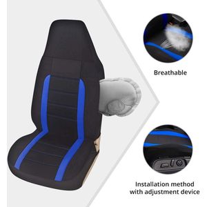 Auto-accessoires Autostoelhoezen voor auto's Voorstoelhoezen Volledige set stoelhoezen & steunen Bucket Line Design Autostoel Protector Universele Fit voor auto Truck bestelwagen, blauw
