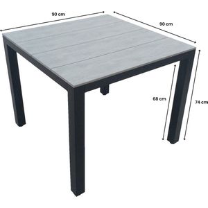 Tuintafel Cyprus 90x90cm | Grey | Polywood & Aluminium