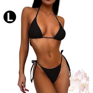 Nivard Bikini Dames - Meisjes Bikini - Badpak - Push Up - Vrouwen Badkleding - Zwemmen - Sexy Set - Top & Broekje - Zwart - Maat L