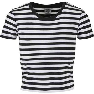 Urban Classics - Short Striped Crop top - L - Wit/Zwart