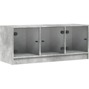 VidaXL-Tv-meubel-met-glazen-deuren-102x37x42-cm-betongrijs