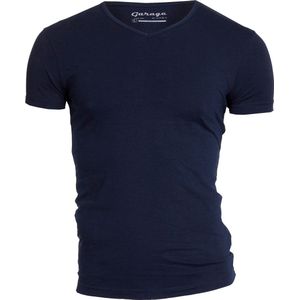 Garage 202 - Bodyfit T-shirt V-hals korte mouw navy XL 95% katoen 5% elastan