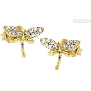 14 karaat gouden libelle oorstekers met Zirconia's