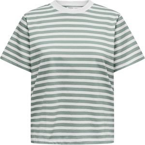 Only T-shirt Onllivina Stripe Tee Jrs Noos 15272227 Jadeite/white Stripes Dames Maat - XL