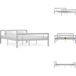vidaXL Metalen Bedframe - 212 x 147.5 x 65.5 cm - Grijs/Wit - 140 x 200 cm - Inclusief Lattenbodem - Bed
