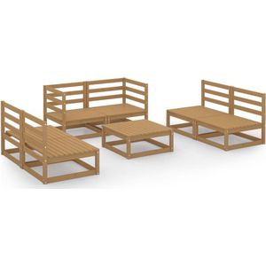 vidaXL 7-delige Loungeset massief grenenhout honingbruin - Loungeset - Loungesets - Tuinsets - Tuinsets