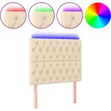 vidaXL Hoofdbord LED 100x7x118/128 cm stof crèmekleurig