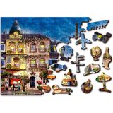 Wooden City Ontbijt in Parijs XL - Houten Vormpuzzel - 52x38 cm - 600 stukjes