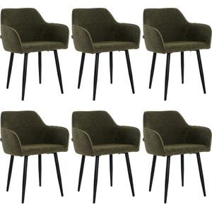 Lina® Diamond Eetkamerstoel - Groen - Set van 6 - Boucle
