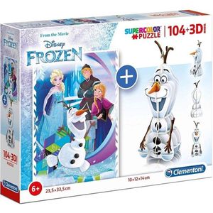 Clementoni - 104-delige legpuzzel + 3D-model - Frozen - Disney