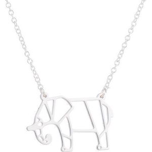 24/7 Jewelry Collection Origami Olifant Ketting - Zilverkleurig