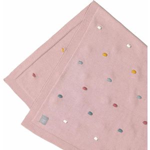 Lässig gebreide deken GOTS Dots dusky pink 80 x 110 cm