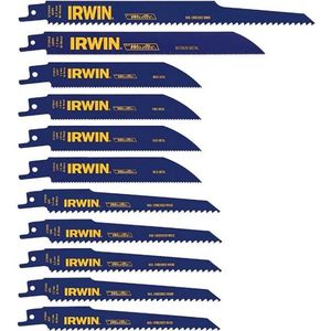 IRWIN Set bimetal reciprozaagbladen voor hout, PVC en metaal 11PCS, diverse vertanding en lengte