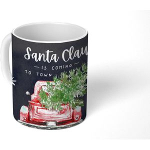 Mok - Koffiemok - Kerstmis - Quotes - Spreuken - Santa Claus is coming to town - Sneeuwvlok - Mokken - 350 ML - Beker - Koffiemokken - Theemok