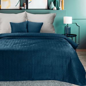 Oneiro’s luxe SI/ LUIZ /type 4/ Beddensprei Donkerblauw  - 170x210 cm – bedsprei 2 persoons - donkerblauw – beddengoed – slaapkamer – spreien – dekens – wonen – slapen