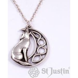 St Justin sieraden,Howling wolf with moon Hanger (PN733)