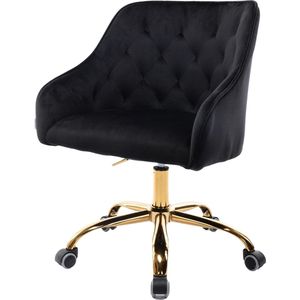 Merax Luxe Bureaustoel - Stoel op Wielen - Ergonomisch - Wieltjes - Draaibaar & Verstelbaar - Zwart met Goud
