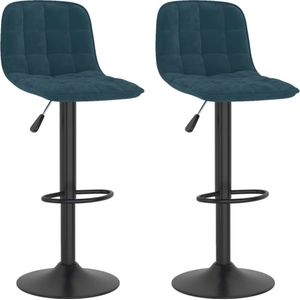 vidaXL Barkrukken 2 stuks - Fluweel Blauw Barstooi - Stoel - Lounge Stoel - Fluweel Stoel - Blauwe Stoel