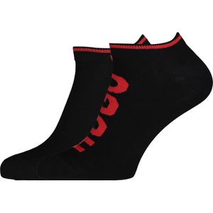 HUGO logo sokken (2-pack) - unisex enkelsokken - zwart - Maat: 39-42