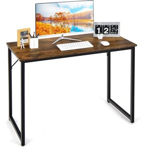 bureau, kleine computertafel, 100 x 50 x 75 cm, bureautafel, pc-tafel, metalen frame, voor thuiskantoor, werkkamer (rustiek bruin)