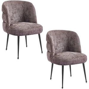 Kadirelli - Eetkamerstoel - Set Van 2 - Taupe - Microfiber Stof - Microvezel - Modern - Hotel Chique