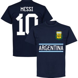 Argentinië Messi 10 Team T-Shirt - Navy - M