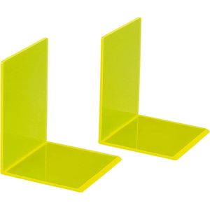 Boeksteunen, hoogwaardig acryl, 2 stuks (10 x 10 x 13 cm, geel)