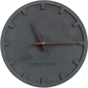 Urbn Stone beton klok - stille minimalistische klok Ø32 - handgemaakt met houten wijzers - stil uurwerk - Kleur antraciet