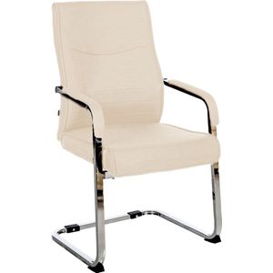 CLP Hobart Eetkamerstoel - Bezoekersstoel - Met armleuning - Verchroomd frame - creme Stof