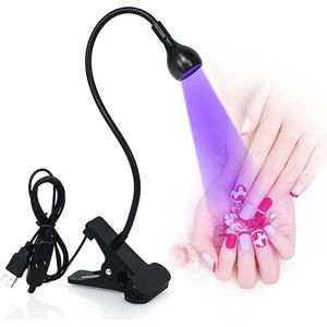 UV nageldroger met Gooseneck clip voor gel polish uitharding - USB oplaadbaar - 3 W paars UV licht