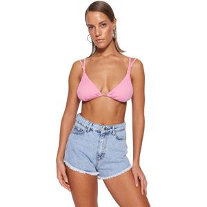 Trendyol Grijze Mini Geweven Denim 100% Katoenen Strand Shorts Tbess23Sr00030