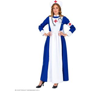 Widmann - Verpleegster & Masseuse Kostuum - Traditionele Verpleegster - Vrouw - Blauw, Wit / Beige - Small - Carnavalskleding - Verkleedkleding