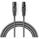 Nedis Gebalanceerde Audiokabel - XLR 3-Pins Male - XLR 3-Pins Female - Vernikkeld - 1.00 m - Rond - PVC - Donkergrijs - Kartonnen Sleeve