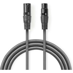 Nedis Gebalanceerde Audiokabel - XLR 3-Pins Male - XLR 3-Pins Female - Vernikkeld - 1.00 m - Rond - PVC - Donkergrijs - Kartonnen Sleeve