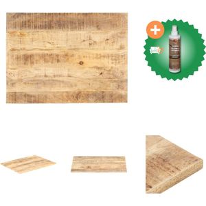 vidaXL Tafelblad 15-16 mm 90x70 cm massief mangohout - Tafelonderdeel - Inclusief Houtreiniger en verfrisser