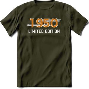 1950 Limited Edition T-Shirt | Goud - Zilver | Grappig Verjaardag en Feest Cadeau Shirt | Dames - Heren - Unisex | Tshirt Kleding Kado | - Leger Groen - S