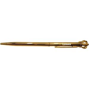 Pen Met Gravering - Kroon - Met Naam - Logan - Goud