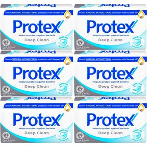 Protex Handzeep Deep Clean - Antibacteriële Handzeep - 6 x 90g - Voor Gezicht en Lichaam - Soap - Zeep Blok - Handzeep Voordeelverpakking