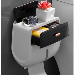Asaam- Rol Papiercontainer- Badkamer Tissuedoos Met Lade- Toiletpapier Doos Met Plank- Punch-Vrije Waterdichte Toiletpapierhouder-